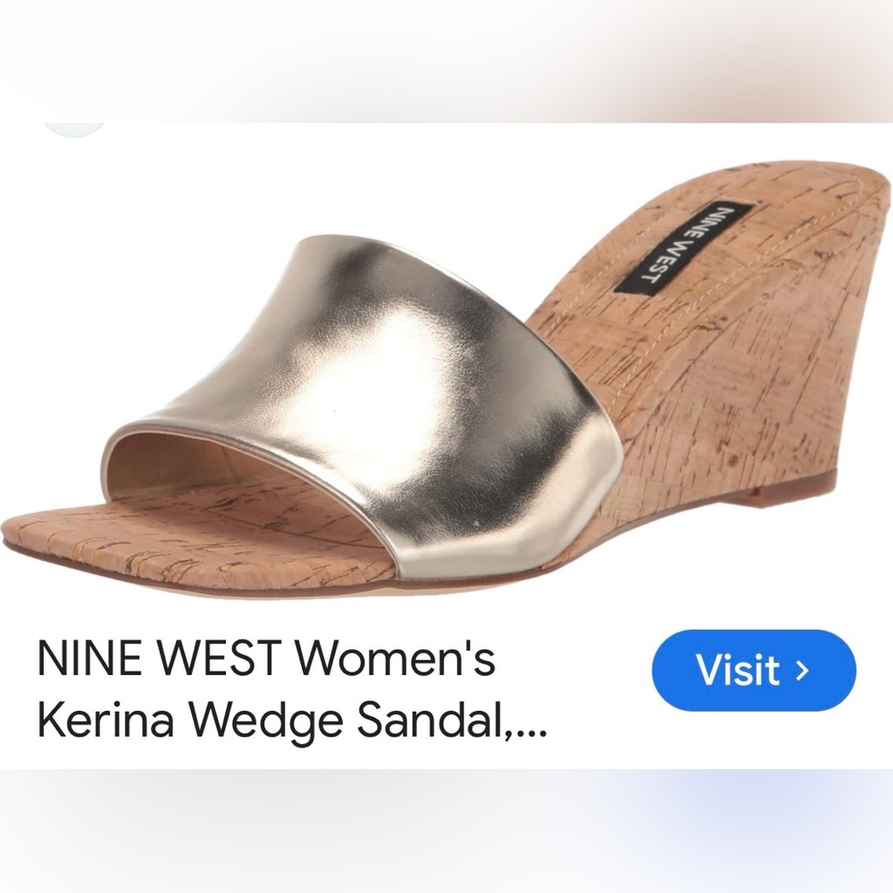 Nine West Metallic Gold slide wedge - Picture 2 of 8